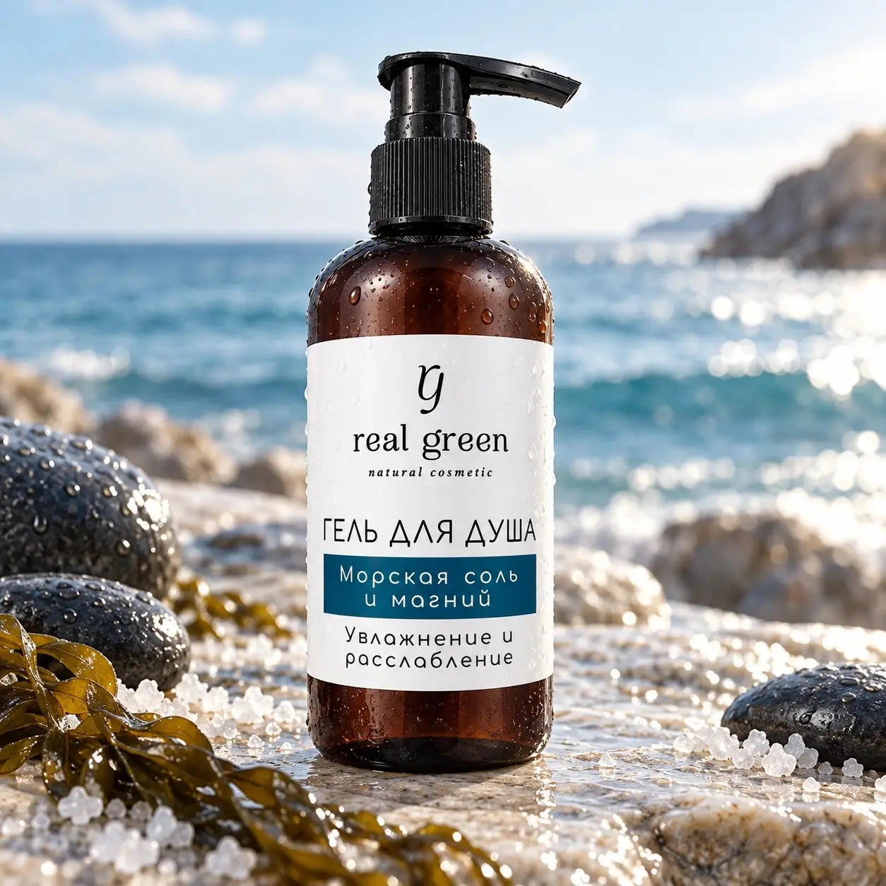 RealGREEN Гель для душа морская соль и магний, 250 мл