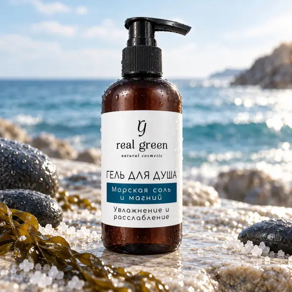 RealGREEN Гель для душа морская соль и магний, 250 мл