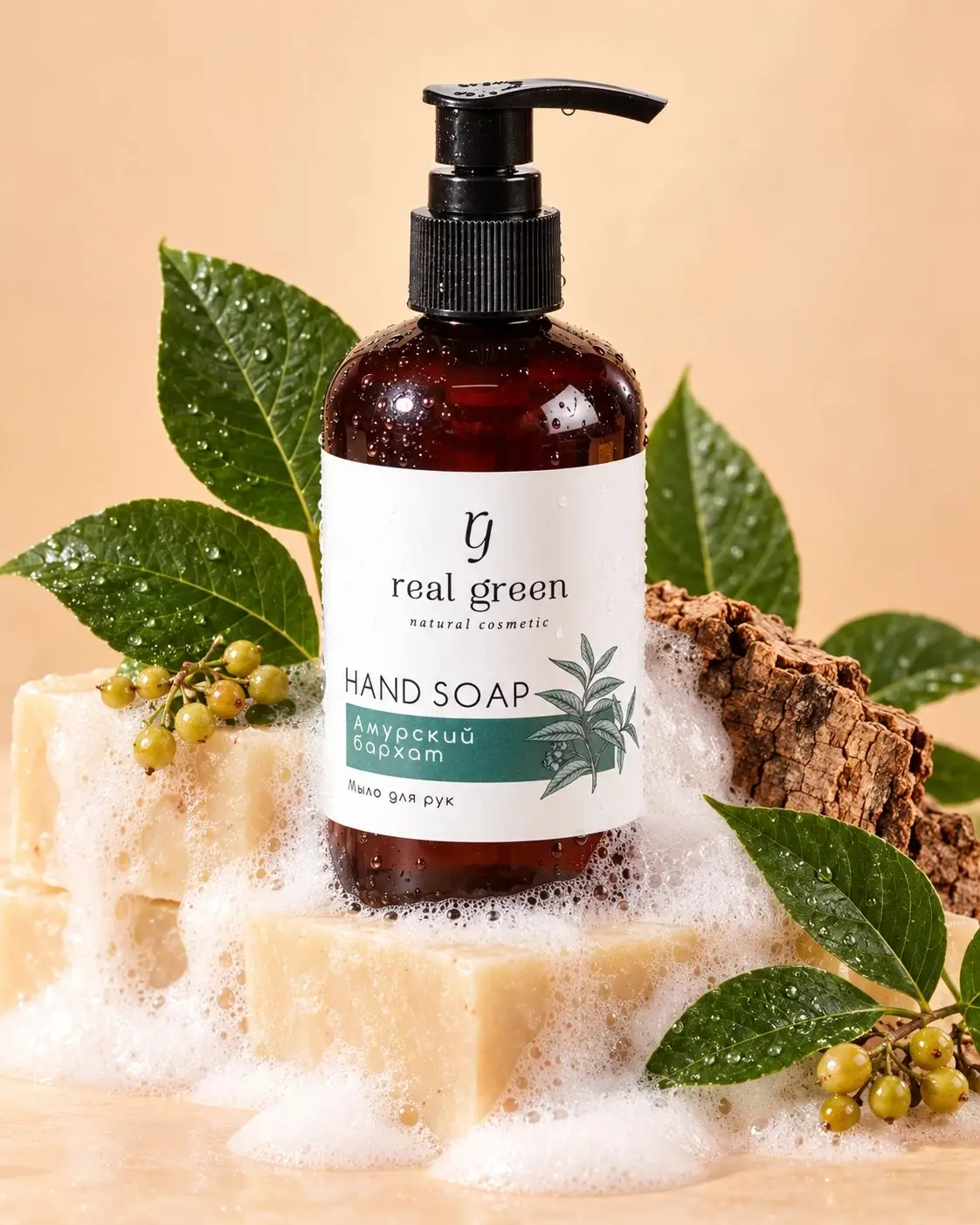 REALGREEN Мыло жидкое для рук «Амурский Бархат»,250 мл