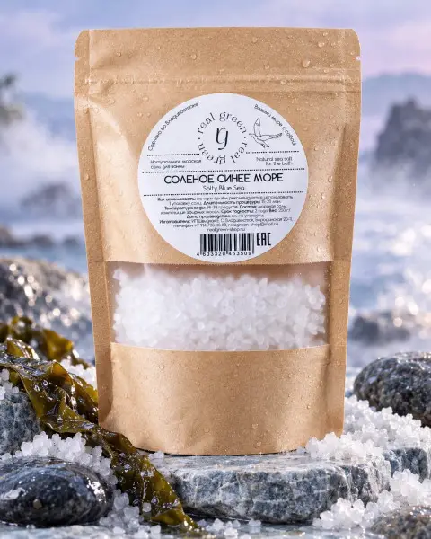 REALGREEN Натуральная морская соль для ванны, 250 г